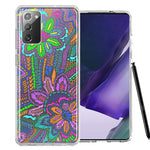Samsung Galaxy Note 20 Colorful Summer Flowers Doodle Art Design Double Layer Phone Case Cover