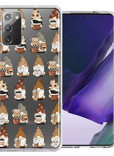 Samsung Galaxy Note 20 Cute Morning Coffee Lovers Gnomes Characters Drip Iced Latte Americano Espresso Brown Double Layer Phone Case Cover
