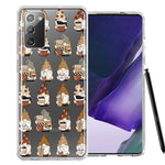 Samsung Galaxy Note 20 Cute Morning Coffee Lovers Gnomes Characters Drip Iced Latte Americano Espresso Brown Double Layer Phone Case Cover