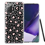 Samsung Galaxy Note 20 Cute Pink Leopard Print Hearts Valentines Day Love Double Layer Phone Case Cover