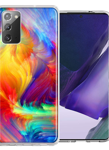 Samsung Galaxy Note 20 Colorful Feather Paint Double Layer Phone Case Cover