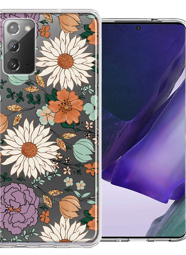 Samsung Galaxy Note 20 Feminine Classy Flowers Fall Toned Floral Wallpaper Style Double Layer Phone Case Cover