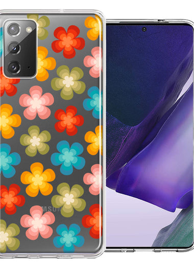 Samsung Galaxy Note 20 Groovy Gradient Retro Color Flowers Double Layer Phone Case Cover