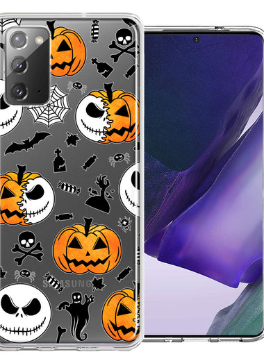 Samsung Galaxy Note 20 Halloween Jack-O-Lantern Pumpkin Skull Spooky Design Double Layer Phone Case Cover