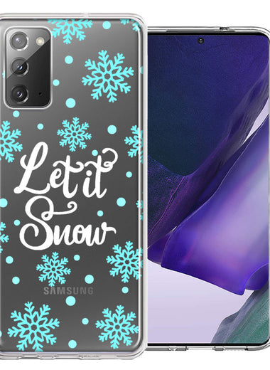 Samsung Galaxy Note 20 Christmas Holiday Let It Snow Winter Blue Snowflakes Design Double Layer Phone Case Cover