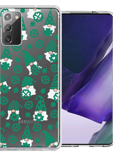 Samsung Galaxy Note 20 Lucky Green St Patricks Day Cute Gnomes Shamrock Polkadots Double Layer Phone Case Cover