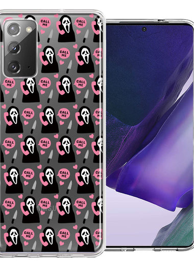 Samsung Galaxy Note 20 Pink Horror Valentine Character Ghostface Boyfriend Call Me Hearts Double Layer Phone Case Cover
