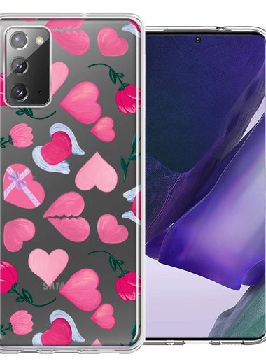 Samsung Galaxy Note 20 Pretty Valentines Day Hearts Chocolate Candy Angel Flowers Double Layer Phone Case Cover