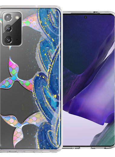 Samsung Galaxy Note 20 Rainbow Mermaid Tails Scales Ocean Waves Beach Girls Summer Double Layer Phone Case Cover