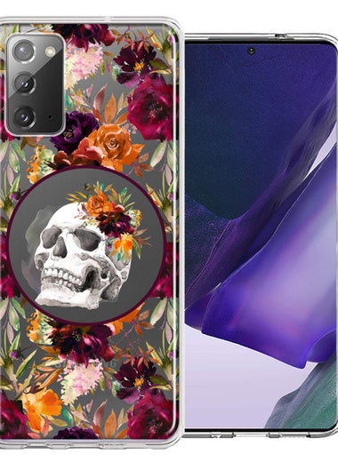 Samsung Galaxy Note 20 Romance Is Dead Valentines Day Halloween Skull Floral Autumn Flowers Double Layer Phone Case Cover