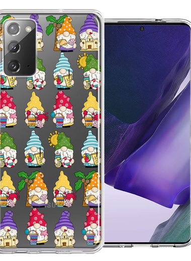 Samsung Galaxy Note 20 Summer Beach Cute Gnomes Sand Castle Shells Palm Trees Double Layer Phone Case Cover