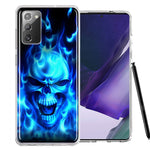 Samsung Galaxy Note 20 Blue Flaming Skull Double Layer Phone Case Cover