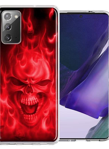 Samsung Galaxy Note 20 Red Flaming Skull Double Layer Phone Case Cover