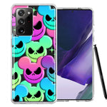 Samsung Galaxy Note 20 Ultra Bright Rainbow Nightmare Skulls Spooky Season Halloween Design Double Layer Phone Case Cover
