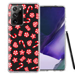Samsung Galaxy Note 20 Ultra Christmas Winter Red White Peppermint Candies Swirls Candycanes Design Double Layer Phone Case Cover