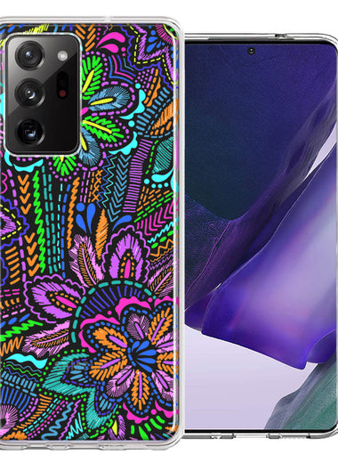 Samsung Galaxy Note 20 Ultra Colorful Summer Flowers Doodle Art Design Double Layer Phone Case Cover
