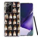 Samsung Galaxy Note 20 Ultra Cute Morning Coffee Lovers Gnomes Characters Drip Iced Latte Americano Espresso Brown Double Layer Phone Case Cover
