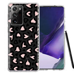 Samsung Galaxy Note 20 Ultra Cute Pink Leopard Print Hearts Valentines Day Love Double Layer Phone Case Cover