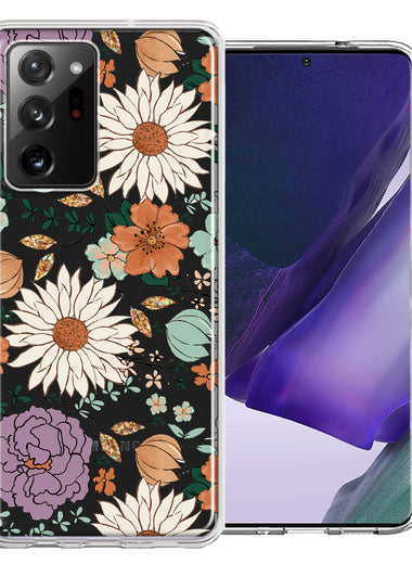 Samsung Galaxy Note 20 Ultra Feminine Classy Flowers Fall Toned Floral Wallpaper Style Double Layer Phone Case Cover