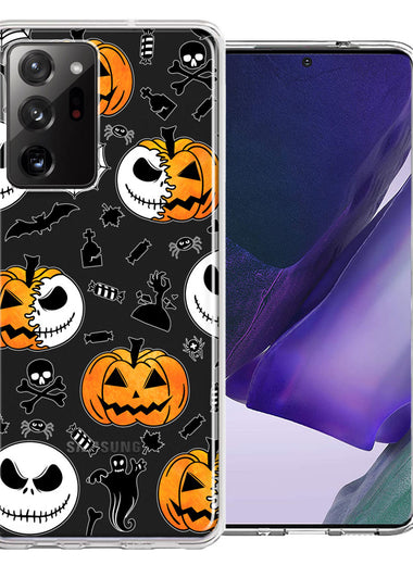 Samsung Galaxy Note 20 Ultra Halloween Jack-O-Lantern Pumpkin Skull Spooky Design Double Layer Phone Case Cover