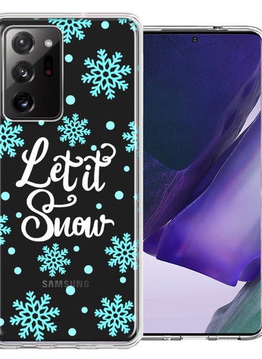 Samsung Galaxy Note 20 Ultra Christmas Holiday Let It Snow Winter Blue Snowflakes Design Double Layer Phone Case Cover