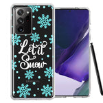 Samsung Galaxy Note 20 Ultra Christmas Holiday Let It Snow Winter Blue Snowflakes Design Double Layer Phone Case Cover