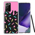Samsung Galaxy Note 20 Ultra Pink Drip Frosting Cute Heart Sprinkles Kawaii Cake Design Double Layer Phone Case Cover