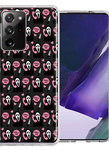 Samsung Galaxy Note 20 Ultra Pink Horror Valentine Character Ghostface Boyfriend Call Me Hearts Double Layer Phone Case Cover