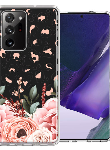 For Samsung Galaxy Note 20 Ultra Classy Blush Peach Peony Rose Flowers Leopard Phone Case Cover