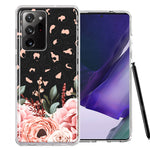 For Samsung Galaxy Note 20 Ultra Classy Blush Peach Peony Rose Flowers Leopard Phone Case Cover