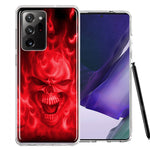 Samsung Galaxy Note 20 Ultra Red Flaming Skull Double Layer Phone Case Cover