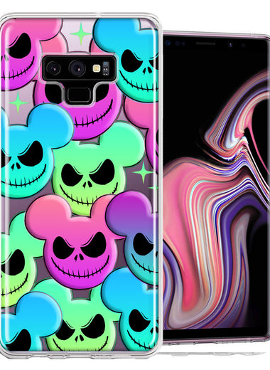 Samsung Galaxy Note 9 Bright Rainbow Nightmare Skulls Spooky Season Halloween Design Double Layer Phone Case Cover