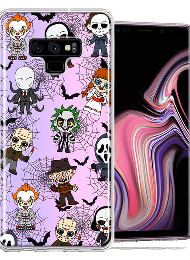 Samsung Galaxy Note 9 Classic Haunted Horror Halloween Nightmare Characters Spider Webs Design Double Layer Phone Case Cover