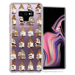 Samsung Galaxy Note 9 Cute Morning Coffee Lovers Gnomes Characters Drip Iced Latte Americano Espresso Brown Double Layer Phone Case Cover