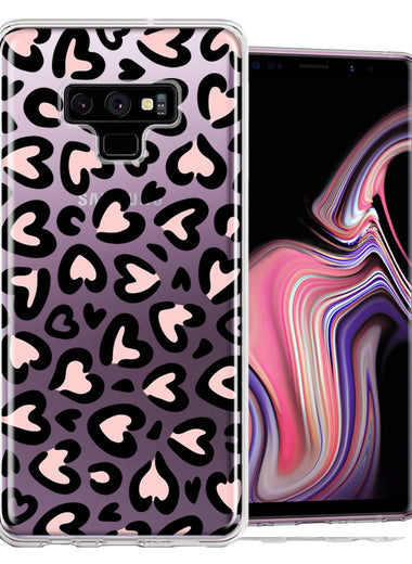 Samsung Galaxy Note 9 Cute Pink Leopard Print Hearts Valentines Day Love Double Layer Phone Case Cover