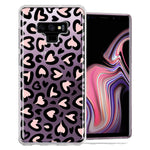 Samsung Galaxy Note 9 Cute Pink Leopard Print Hearts Valentines Day Love Double Layer Phone Case Cover