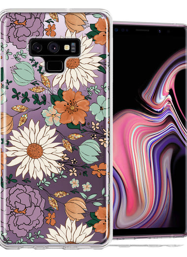 Samsung Galaxy Note 9 Feminine Classy Flowers Fall Toned Floral Wallpaper Style Double Layer Phone Case Cover