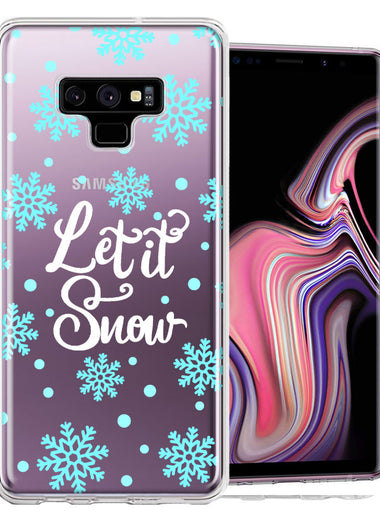 Samsung Galaxy Note 9 Christmas Holiday Let It Snow Winter Blue Snowflakes Design Double Layer Phone Case Cover