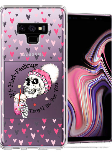 Samsung Galaxy Note 9 Pink Dead Valentine Skull Frap Hearts If I had Feelings They'd Be For You Love Double Layer Phone Case Cover
