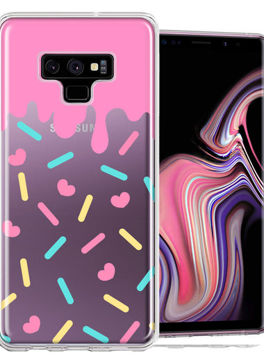 Samsung Galaxy Note 9 Pink Drip Frosting Cute Heart Sprinkles Kawaii Cake Design Double Layer Phone Case Cover