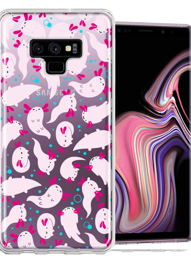 Samsung Galaxy Note 9 Pink Happy Swimming Axolotls Polka Dots Double Layer Phone Case Cover