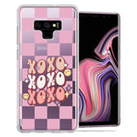 Samsung Galaxy Note 9 Retro Pink Checkered XOXO Vintage 70s Style Hippie Valentine Love Double Layer Phone Case Cover