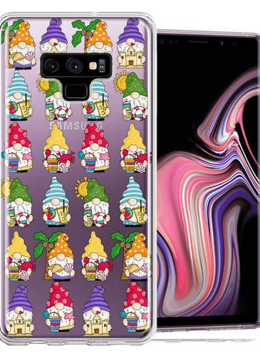Samsung Galaxy Note 9 Summer Beach Cute Gnomes Sand Castle Shells Palm Trees Double Layer Phone Case Cover