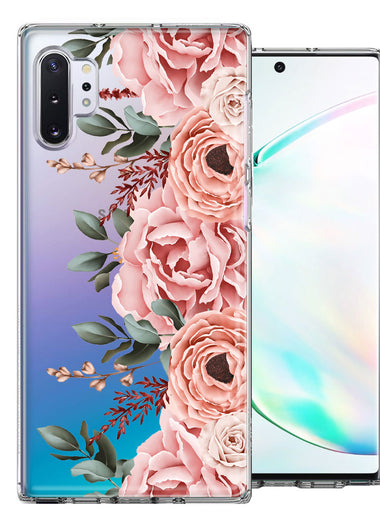 For Samsung Galaxy Note 10 Plus Blush Pink Peach Spring Flowers Peony Rose Phone Case Cover