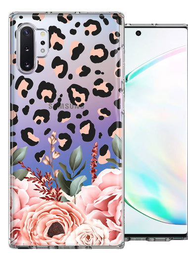 For Samsung Galaxy Note 10 Classy Blush Peach Peony Rose Flowers Leopard Phone Case Cover