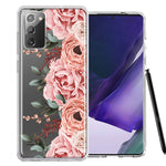 For Samsung Galaxy Note 20 Blush Pink Peach Spring Flowers Peony Rose Phone Case Cover