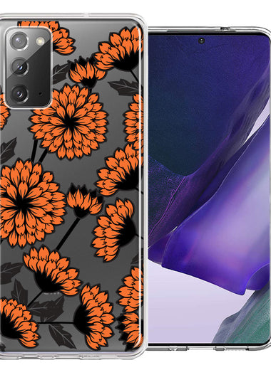 Samsung Galaxy Note 20 Orange Chrysanthemum Flowers Design Double Layer Phone Case Cover