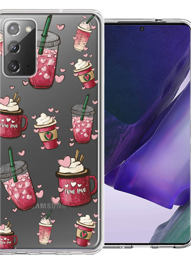 Samsung Galaxy Note 20 Coffee Lover Valentine's Hearts Pink Drink Latte Double Layer Phone Case Cover