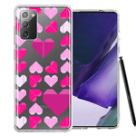 Samsung Galaxy Note 20 Pink Purple Origami Valentine's Day Polkadot Hearts Design Double Layer Phone Case Cover