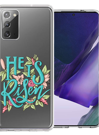 Samsung Galaxy Note 20 He Is Risen Text Easter Jesus Christian Flowers Double Layer Phone Case Cover